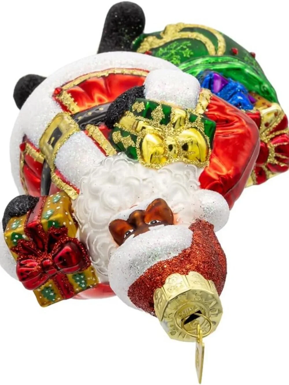 7-Inch Glass African American Santa Ornament - Festive Holiday Decor, Unique